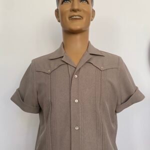 Motor Kulture Clothing, Embroidery Twin Peaks Shirt in Light Brown.