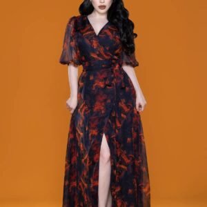 Katakomb, Winona Dress in Autumn Leaves.