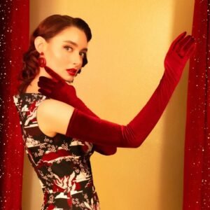 What Katie Did, Claret Long Velvet Gloves.