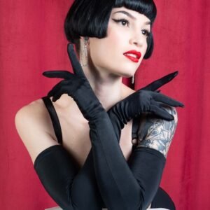 What Katie Did, Black Long Satin Gloves.