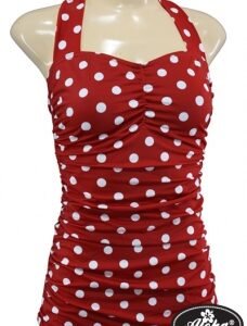 Aloha Beachwear,Vintage Pinup Badpak Red Polkadot.