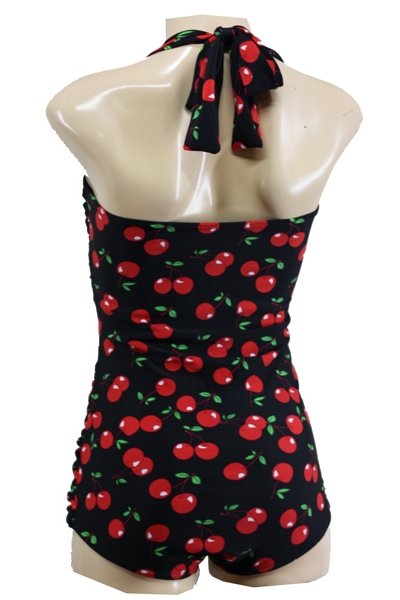 Aloha Beachwear,Vintage Pinup Badpak Black Cherry. - Afbeelding 4