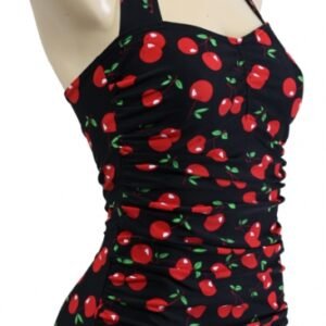 Aloha Beachwear,Vintage Pinup Badpak Black Cherry.